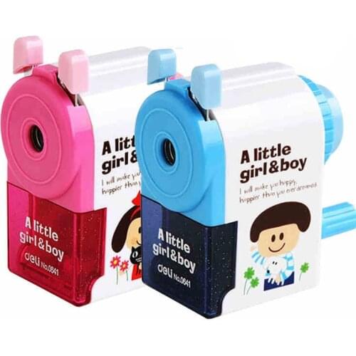 Deli 0641 Cute Cartoon pencil sharpener machine hand childrens cartoon stationery school supplies free shipping