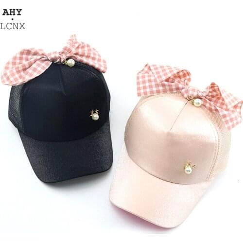 New Summer Baby Hat Spring Girls Hats Kids Baseball Cap Big Bowknot Mesh Sun Visor Hip Hop Hats Casual Caps For Children