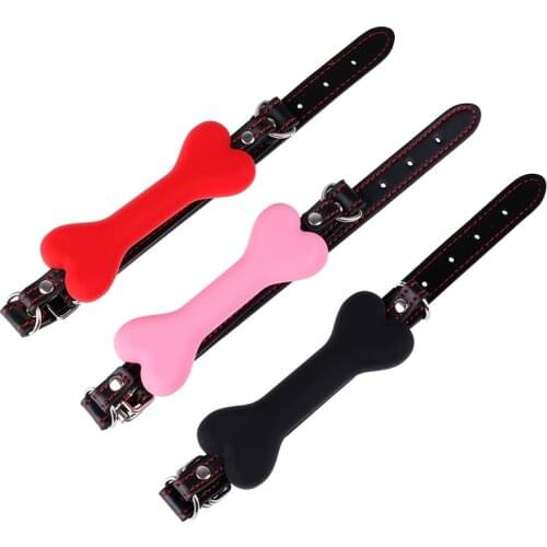 PU Leather Silicone Bone Mouth Gag Bdsm Bondage Restraints Alave Sex Toys Games For Couples Adult Fetish Latex Oral Fixation