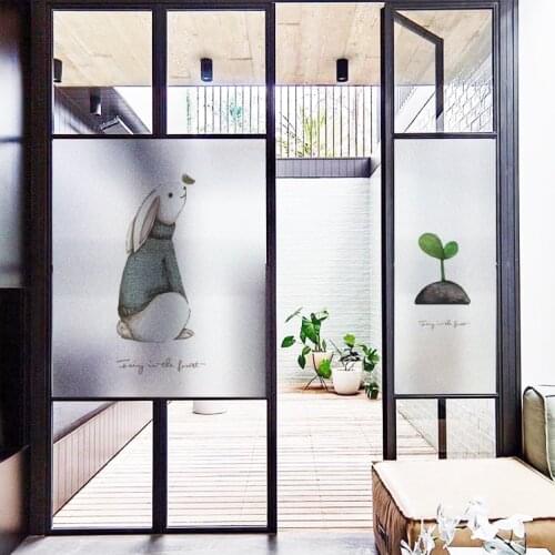Custom Size Decorative Glass Window Film Without Glue Privacy Static Cling Window Stickers Decals Cartoon deer Bedroom YYKT2040
