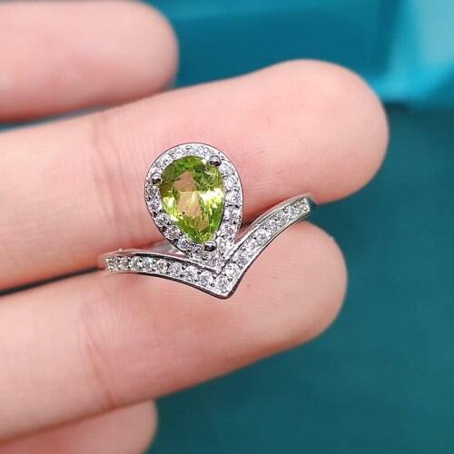 Exquisite V-shaped Water Drop Ring Inlay AAA Cubic Zirconia Fashion Adjustable Size Silver Jewelry For Women Wedding Engagement