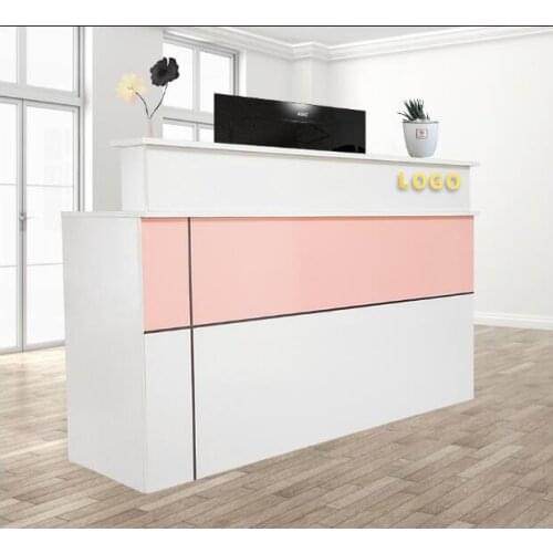 Cashier bar small minimalist clothing store manicure barber shop beauty salon company front desk reception desk
