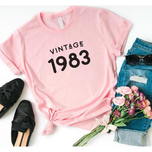 Classic 1983 T-Shirt Women 38 Years Old 38th Birthday Gift Girls Mom Wife Daughter Party Top Tshirt Cotton Streetwear Tee Shirt