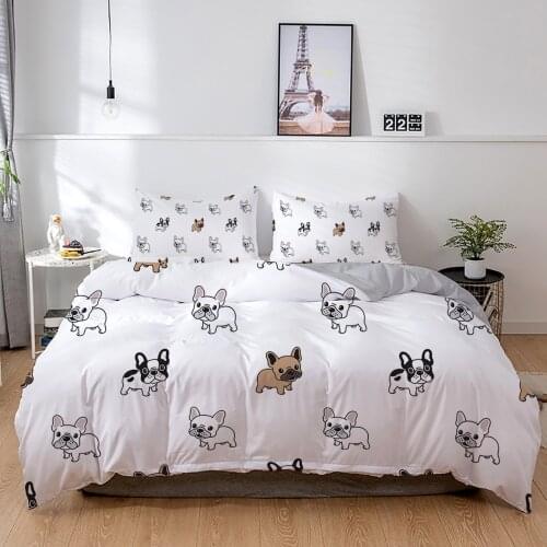 ZEIMON French Bulldog Bedding Set Cartoons Puppy Children Bedclothes Cute Duvet/Quilt Cover and Pillowcase Kawaii Boys Girls