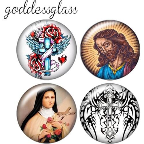 Cross Jesus Faith 10pcs 12mm/18mm/20mm/25mm Round photo glass cabochon demo flat back Making findings ZB0421