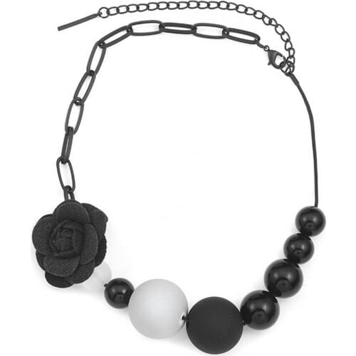 Summer Jewelry 2020 Trendy Resin Beads Necklace With Pendant Rose Necklaces Women Chain Necklace Beach Streetwear Accessories