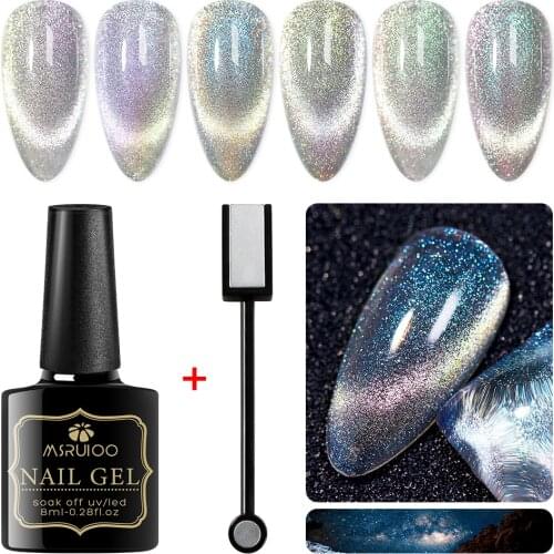 MSRUIOO 8ML Aurora Spar Cat Eye Nail Gel Polish Magnetic Jade Varnish Semi Permanent Summer Lacquer Primer Nail Art Gel Varnish