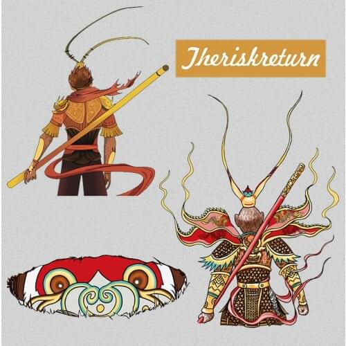 Cartoon Anime Monkey King street fashion brand Iron-on Transfers For Clothing DIY Heat Transfer Thermo-Sticker Ironed Patches