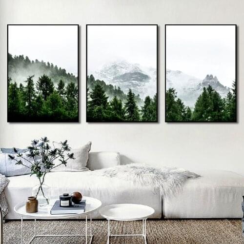 Forest Mountain Natural Landscape Poster Home Wall Art Canvas Print Scandinavia Picture Home Decorate Nordic Art Painting
