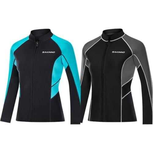 2MM Neoprene Wetsuit Womens Wetsuit Split Long Sleeve Snorkeling Jacket Womens Surf Winter Swimwear Fishing Warm Swimsuit Top