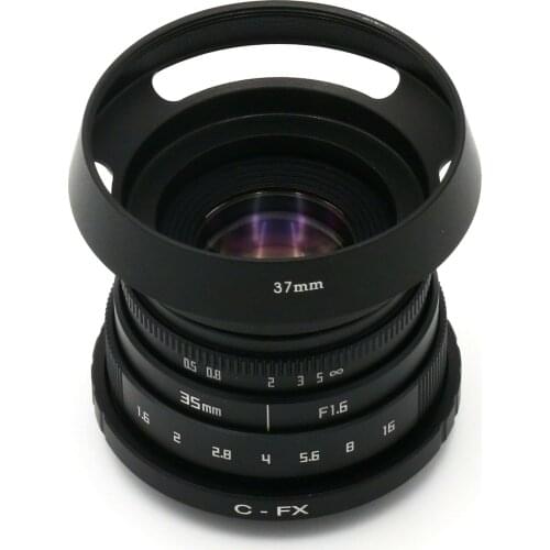 NEW MINI 35mm F1.6 CCTV TV Movie lens + C Mount for Fuji Fujifilm X-Pro1 + Hood
