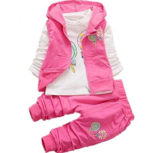 Autumn Children Clothes Baby Girls Vest Suit T-Shirt Pants 3Pcs/sets Spring Kids Infant Clothing Toddler Sportswear 0-4 Years