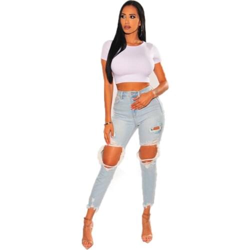 Sexy Hollow Out Ripped Jeans for Women Vintage Fashion Slim Push Up Hip Distressed Jeans Woman Casual Skinny Denim Pencil Pants