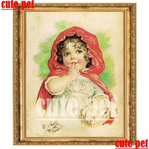 Gift DIY European retro painting little girl 5D Diamond Painting Full Drill Cross Stitch Home Decor Beadwork Embroidery mosaic