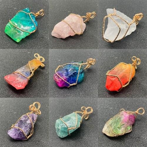 New Fashion Natural Stone Irregular Crystal Quartz Amethysts Pendants Exquisite Charms For DIY Jewelry Making Necklaces Bracelet
