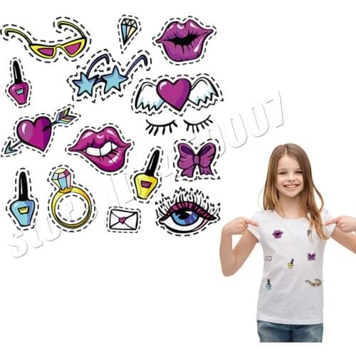 Popular Iron-On Patches Heat Transfer New Design Clothing Deco DIY Accessory Washable Badges Stickers Set