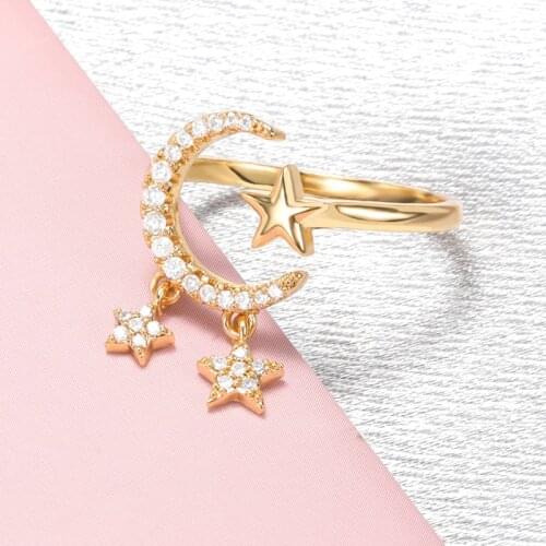 Romantic Moon Star Matching Rings for Women Men Open Adjustment Geometric Ring Anillos Mujer Bohemian Jewellery Gifts For Girls