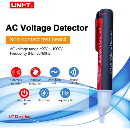 UNI-T UT12A/12B/12C handheld Voltage Pen Tester Non-contact AC Voltage Detectors 90V ~ 1000 V Beeper Indicator