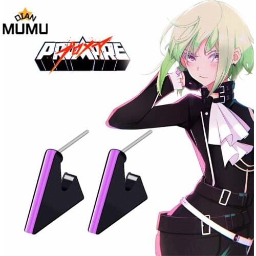 Anime PROMARE Lio Fotia Earrings Metal Noir Triangular Cosplay Earrings for Women Men Ear Stud Jewelry Accessories