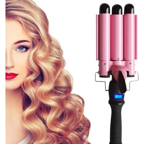 25mm Hair Waver Triple Barrels Hair Crimping Tool 3 Barrel Curling Iron Wand US Perm Easy Use Practical Hair Styling Tools
