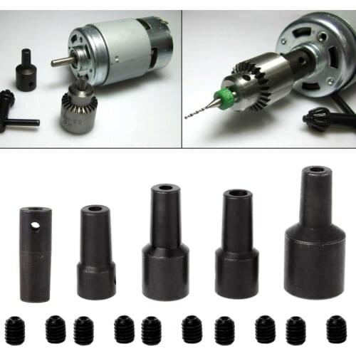 1 Set 5mm-14mm Motor Shaft Coupler Reducing Sleeve Connector Rod For B12 Drill Chuck Black Steel Connection Shaft