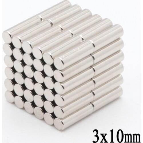 500pcs 3x10mm N35 NdFeB Mini Super Strong Powerful Neodymium Magnet Round Rare Earth Permanent Magnets 3*10mm