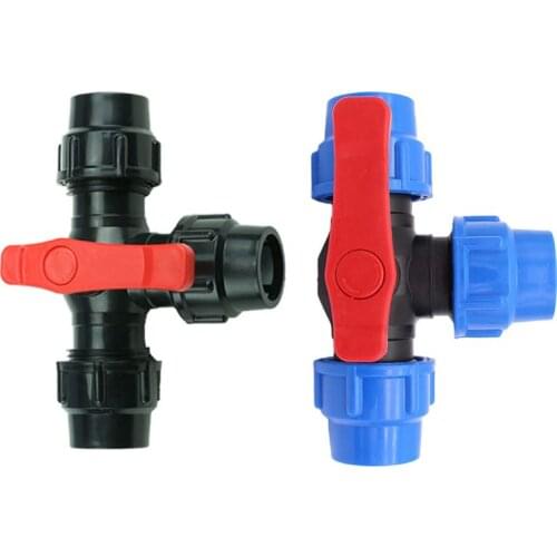 PE three-way quick connect valve plastic valve T-type valve inner diameter 20/25/32mm plastic three-way ball valve