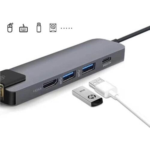 Type-C To HDMI-compatible USB 3.0 adapters charging port RJ45 USB-C HUB HD 4K Splitter Cable Multi-function Docking for Macbooks