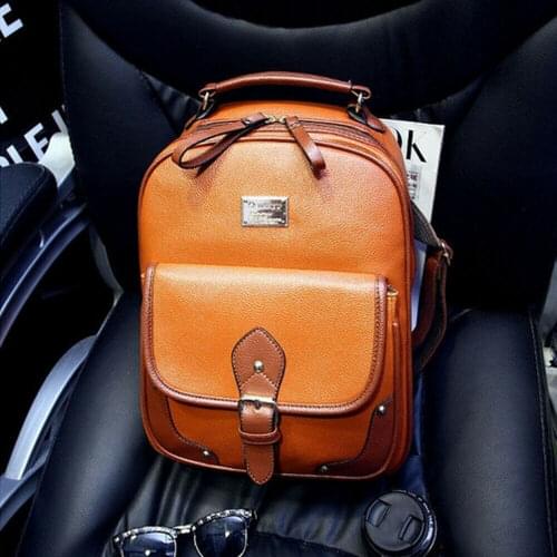 Vintage Women Bag PU Leather Backpack Rucksack Shoulder Bag Travel Student School Bag High Quality Lager