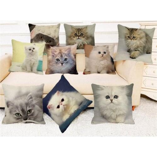 XUNYU Cute Pet Cushion Cover Beautiful Jinjila Cat Pillowcase Sofa Car Seat Decorative Throw Pillowcase 45x45cm D0060