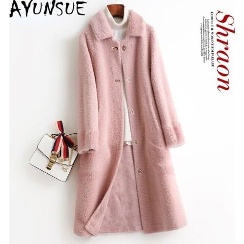 AYUNSUE Winter Jacket Women 2021 Elegant Real Sheep Shearling Overcoat Female Autumn Korean Wool Jackets Jaqueta Feminina Gxy462