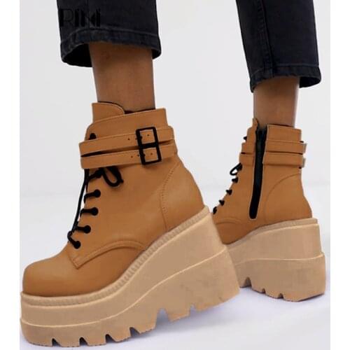 Ladies High Platform Boots Fashion High Heels Ankle Boots Women 2020 Luxury Party Wedges Shoes Woman