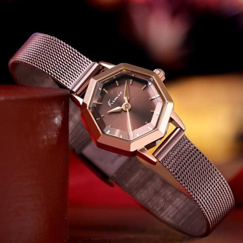 Ladies Small Gold Watch Fashion Simple Octagonal Watch Net Chain Watch Temperament Watch Female