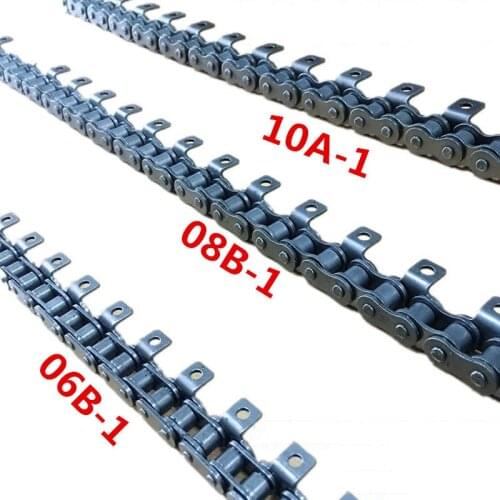 1PCS 1.5m Length 9.525 Pitch 160 Links 06B Single Row Single Side Single Hole Industrial Plate Roller Chain with A1 Attachments