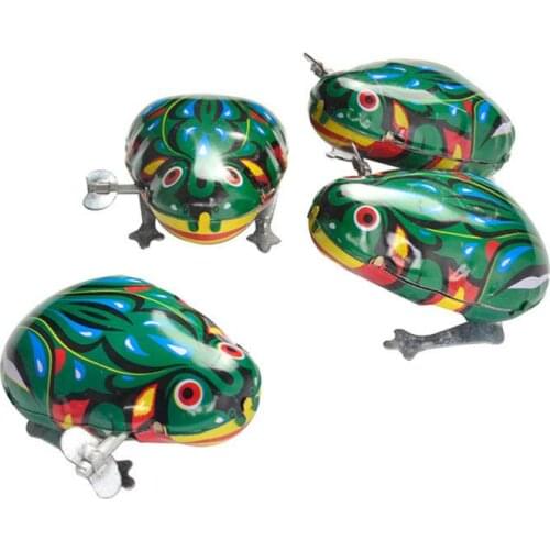 1 Piece Of Baby Funny Childrens Toy Retro Jumping Frog Iron Toy Spring Wind-up Toy Random Mini Pull Back Jumping Frog Children