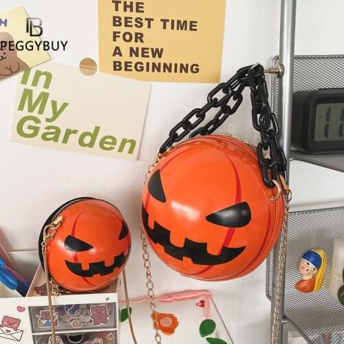 1Pcs Ball Purses For Teenagers Women Shoulder Bags Crossbody Chain Hand Bags Personality Female Funny Devil Printing Leather Bag