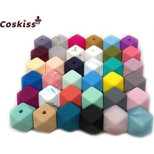 20pc 14mm Geometric Hexagonal Silicone Beads Baby Chew BPA Free Food Grade Soft Silicone Teething Beads For DIY Jewelry Making
