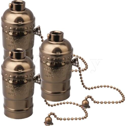 3 x AC110-240V Vintage Aluminum Chain Lamp Holder Fits E27 Bulb Parts
