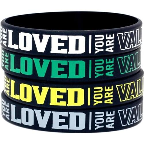 300pcs You Are Loved You Are Valued You Are Beautiful Silicone Bracelets Rubber Wristbands Free Shipping by DHL