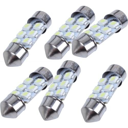 6 Pcs 31mm 3528 6 SMD White Dome Festoon Car LED Light 3022 Internal