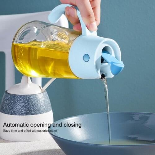 Auto Flip Olive Cooking Seasoning Bottle Dispenser Sauce Bottle Glass Storage Bottles for Oil and Vinegar Creative Kitchen Tools