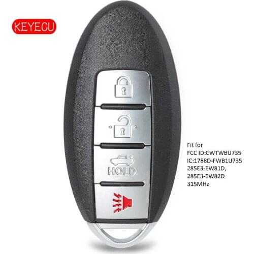 Keyecu Remote Control Car Smart Key 4 Button Fob Replacement for Nissan FCC: CWTWBU735