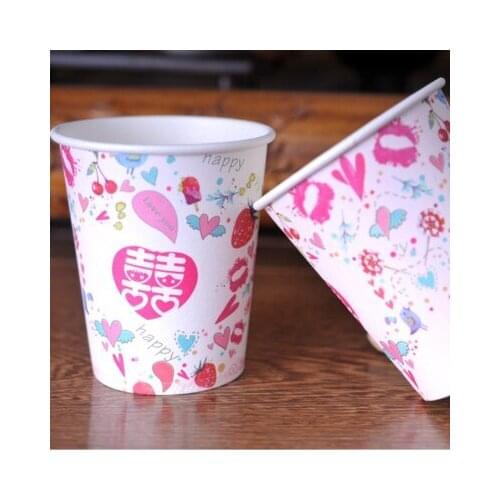 Free shipping 96pcs/lot sweet design Wedding paper cups disposable thickening festive wedding paper cups