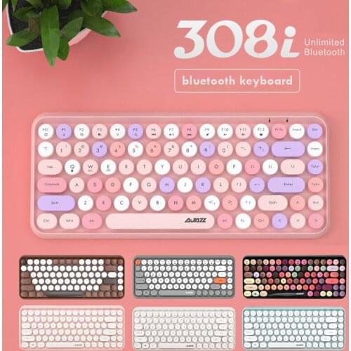 2021 Bluetooth Keyboard Round Cap 84 Keys Keyboards for Macbook Asus HP Dell PC Laptop Wireless Keyboard Gaming