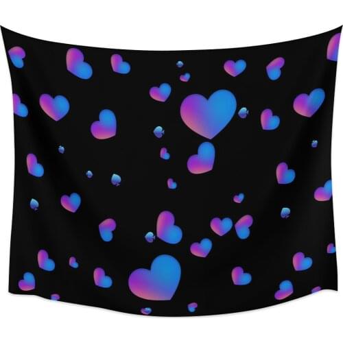 Purple Love Heart Wall Tapestry Home Wall Decor Tapestry Cover Beach Towel Picnic Mat Yoga Mat