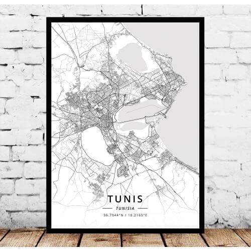 Tunis Tunisia Map Poster