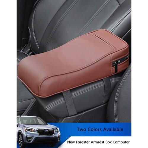 TAJIAN Car Central Armrest Leather Pad Box Mat Cushion Pillow Cover Vehicle Protect Styling For Subaru Forester Outback XV19-21