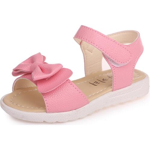 Summer Kids Toddlers Shoes For Baby Little Girls Shoe White Red Pink Flat Beach Sandals Kids Princess Shoes 1 3 4 5 6 Years Old