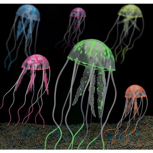 Aquarium Decor Ornament Glowing Artificial Vivid Jellyfish Silicone Simulated Jellyfish 1pc Fish Tank Decoration