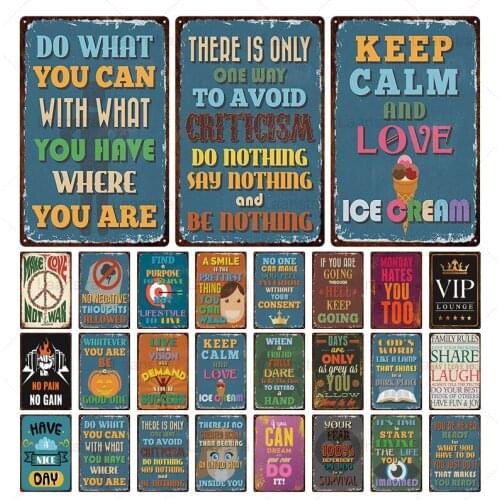 Metal Tin Sign Vintage Art Decoration Painting Quote Motivational & Love & Happy Family Rules Iron Plate Poster Home Bar Decor